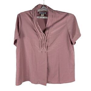 BFA Classics Womens Short Sleeve Blouse Size XL Rose Pink 100% Polyester